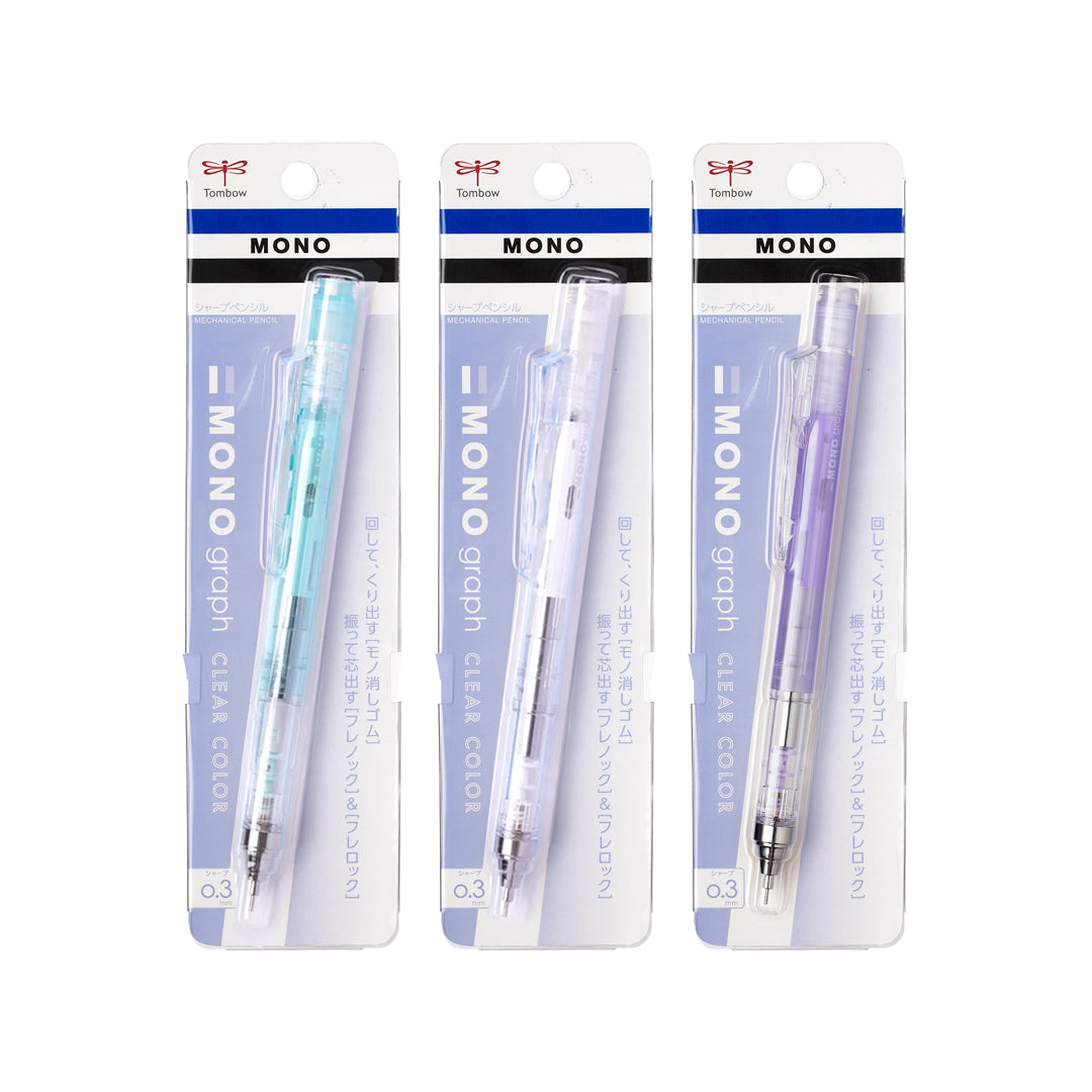 Tombow Mono Graph Clear Color Mechanical Pencil 0.3mm and 0.5mm Drafting - Retail Maharaj