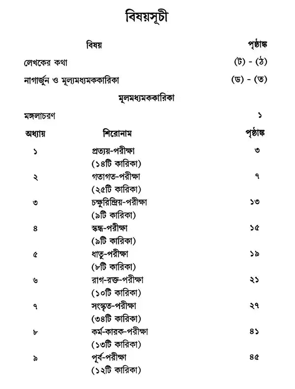 Mulamadhyamakakarika of Nagarjuna (Bengali)