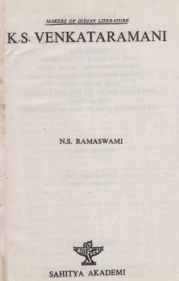 K.S. Venkataramani- Makers of Indian Literature (An Old and Rare Book) - Retail Maharaj