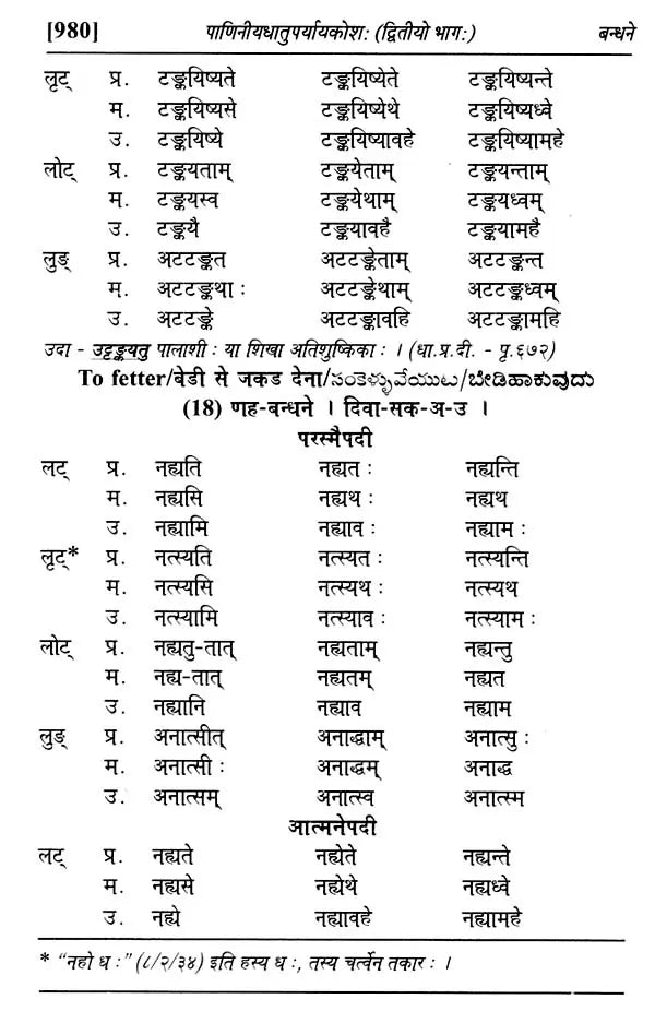 Paniniyadhatuparyayakosah (A Dictionary of Synonyms of Paninian Verbs) (Set of 2 Volumes) - Retail Maharaj