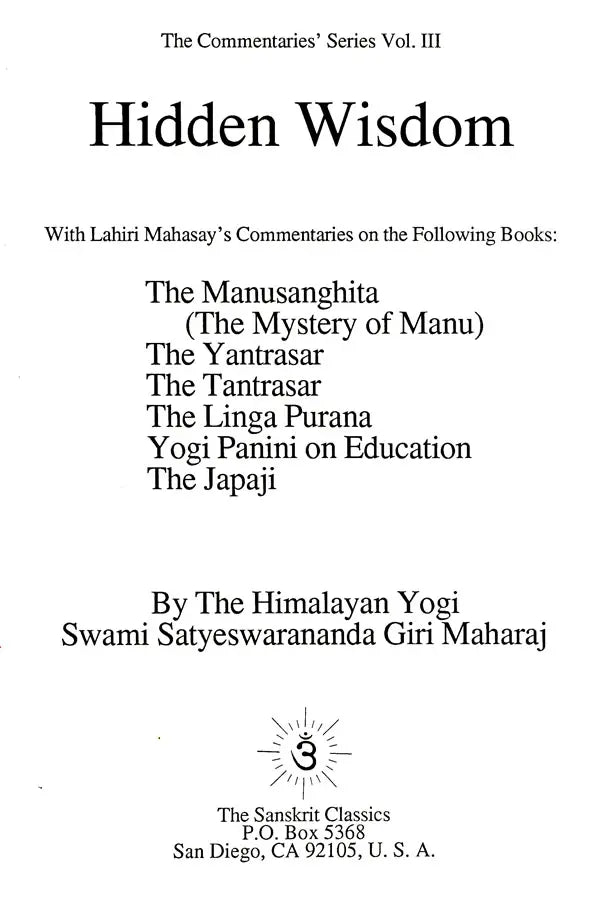 Hidden Wisdom with Lahiri Mahasay's Commentaries (The Commentaries' Series Vol. 3) - Retail Maharaj