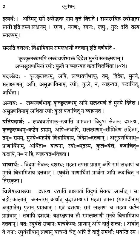 Raghuvamsam: Padaccheda Anvaya Pratipadartha Bhavartha Visesavyakhyasamullasitam (Volume 2) - Retail Maharaj
