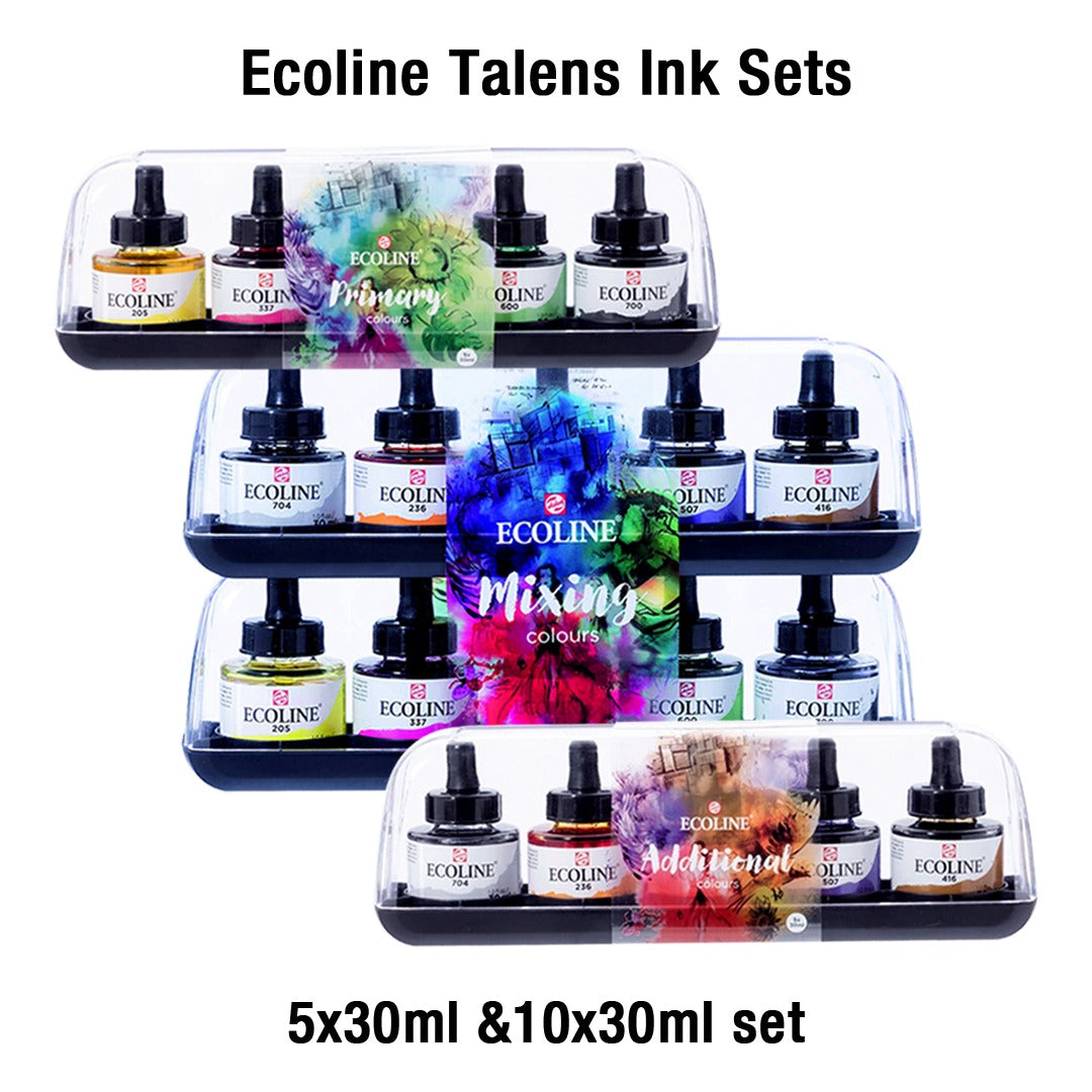 Ecoline Talens Liquid Watercolour Ink Sets – Primary, Additional & Mixing - Retail Maharaj