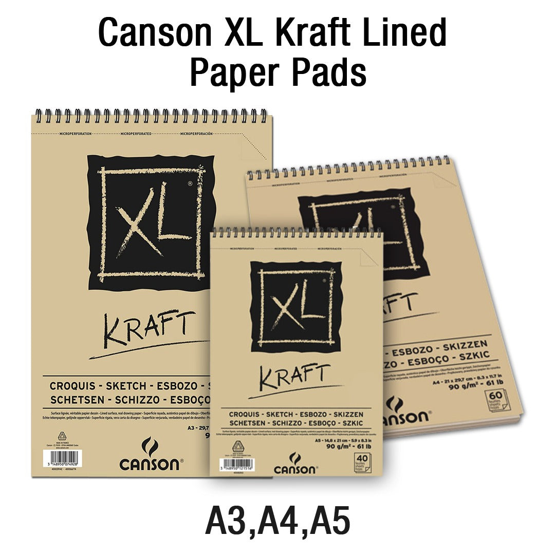 Canson XL Kraft Lined Spiral Sketchbook 90 GSM Acid Free Art Pad - Retail Maharaj