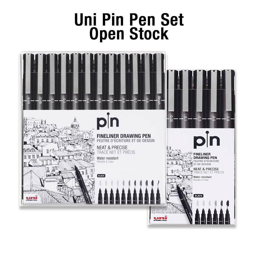 Uni Pin Fine Liner Marker Set Waterproof Black Ink Drawing Pens - Retail Maharaj