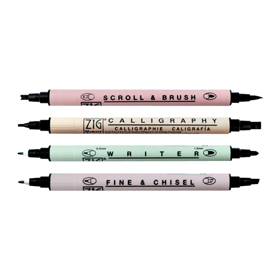 Zig Black Twin Tip Calligraphy & Drawing Pen Set of 4 - Retail Maharaj