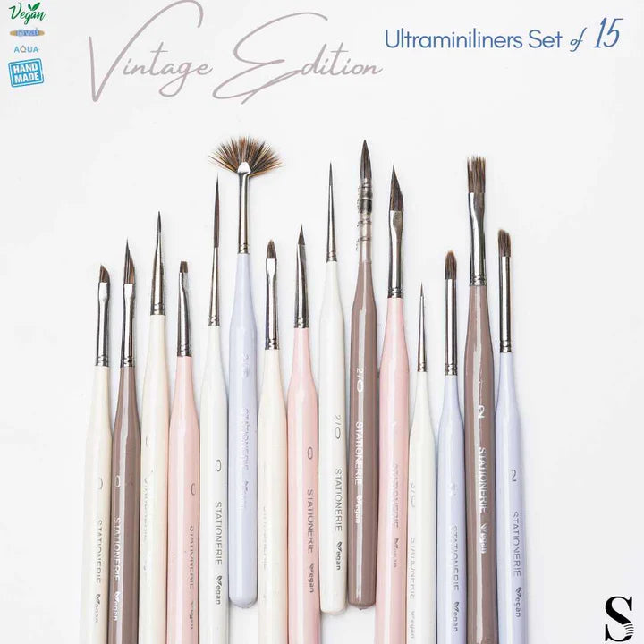 Stationerie Ultramini Liners Brush Set of 15 Vintage Pastel Edition - Retail Maharaj