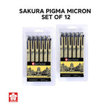 Sakura Pigma Micron Set of 12 Fineliners Assorted Nibs Black - Retail Maharaj