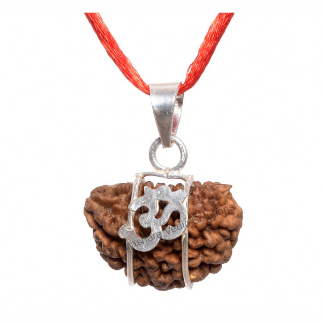ARKAM One Mukhi Rudraksha Certified Kaju Dana/ Original 1 Mukhi Rudraksh Kaju Dana/ Natural 1 faced Rudraksha with Silver Pendant (Brown) with Certificate and Puja Instructions - Retail Maharaj