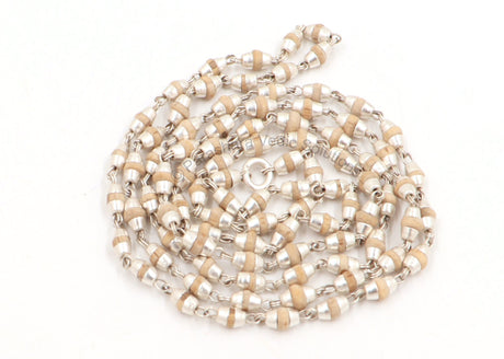 Arkam Tulsi Mala with Silver Capping/ Silver Tulsi Mala for Men and Women/ Tulsi mala Silver Cap Original (Size: 3mm, Length: 24 inches) - Retail Maharaj
