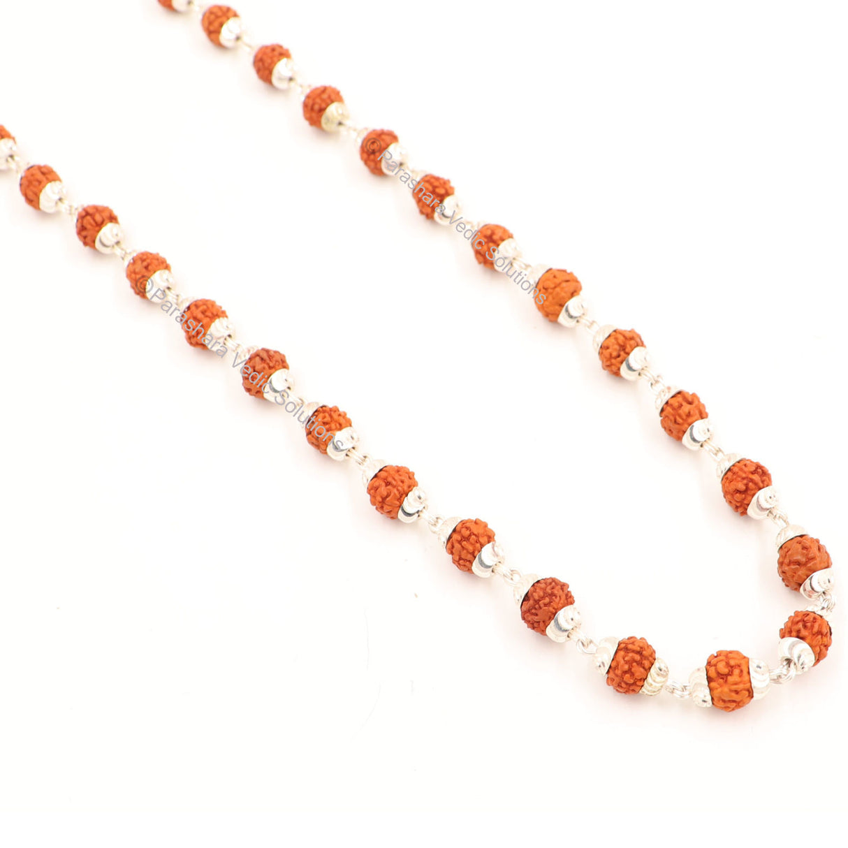 Arkam Rudraksh Mala with Silver Capping Certified/ Silver Rudraksh Mala for Men and Women/ Rudraksha mala Silver Cap Original/ Rudraksh Mala Set in Silver (Size: 7mm, Length: 27 inches, Beads: 54+1) - Retail Maharaj