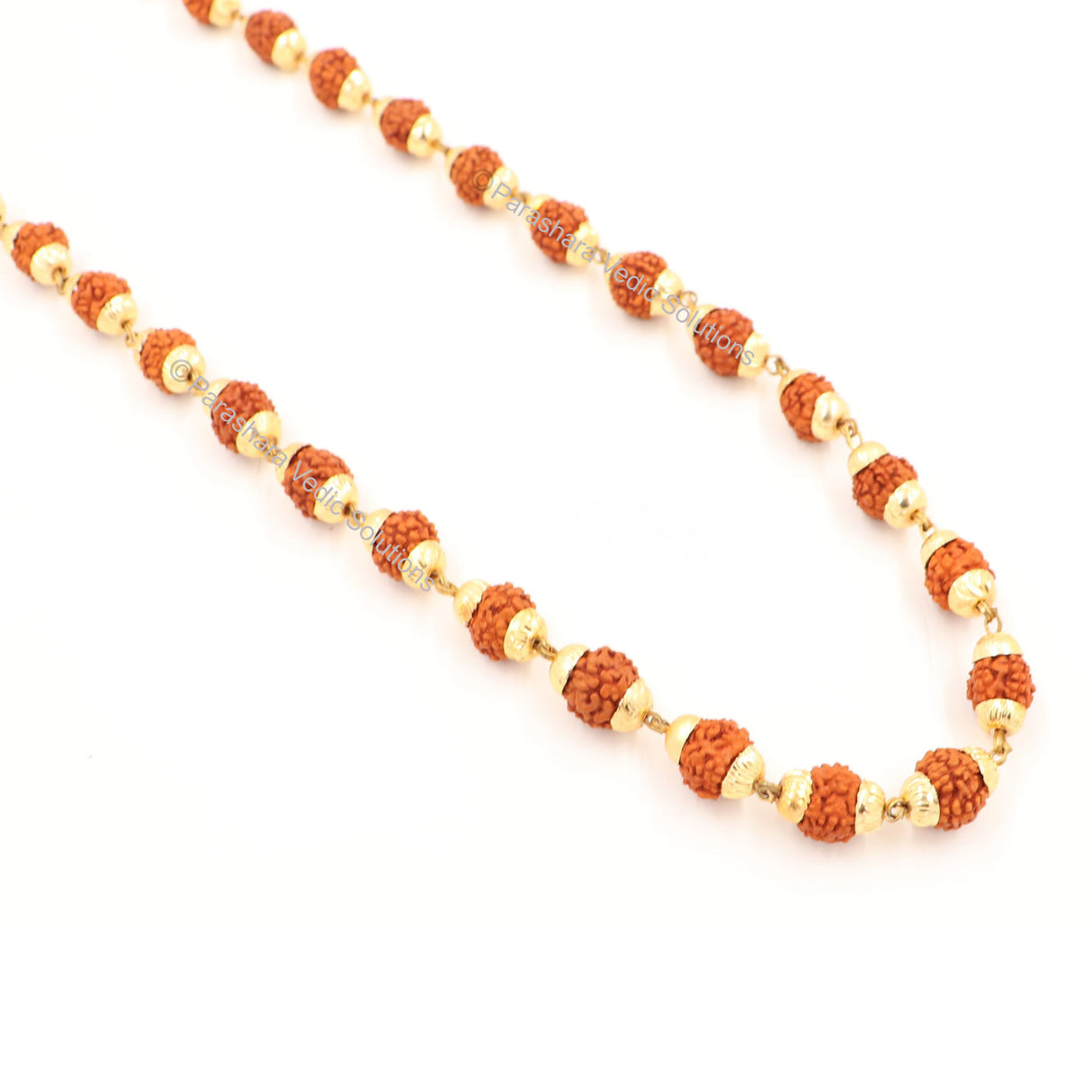Arkam Rudraksh Mala with Gold Metal Capping/ Fancy Rudraksh Mala for Men and Women/ Stylish Rudraksha mala Yellow Cap/ Rudraksh Mala 7mm Original (Size: 7mm, Length: 28 inches, Beads: 54+1) - Retail Maharaj