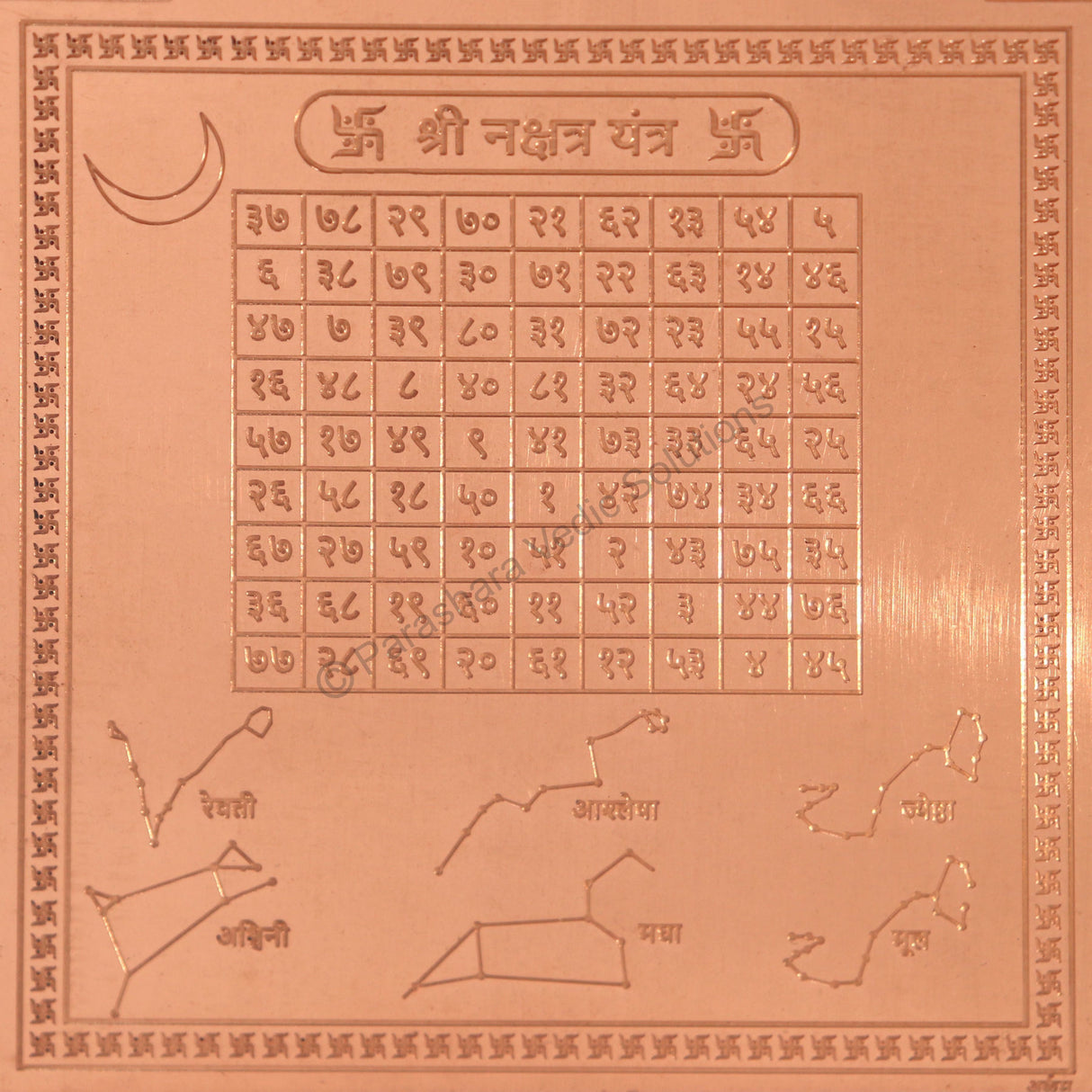 Arkam Nakshatra Yantra - Copper - (4 x 4 inches, Brown) - Retail Maharaj