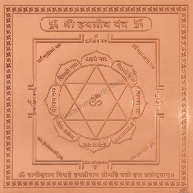 Arkam Hayagriva Yantra / Haygreeva Yantra - Copper - (6 x 6 inches, Brown) - Retail Maharaj