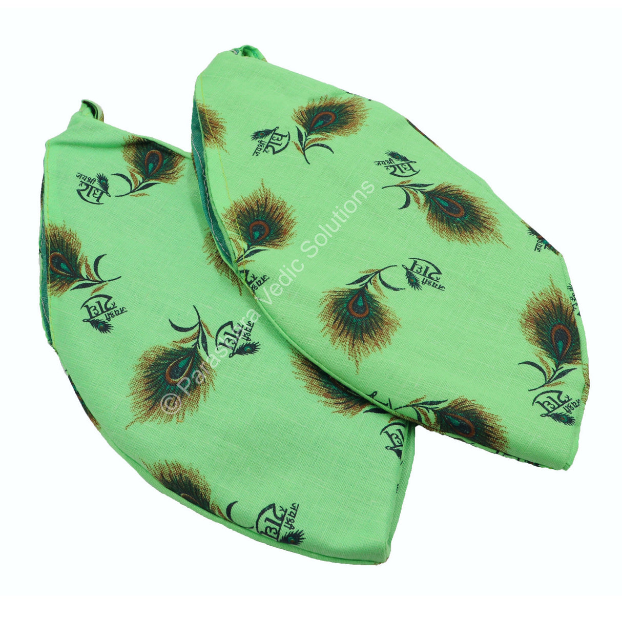 ARKAM Gaumukhi/ Gomukhi Jholi/ Peacock Print Chanting Bag/ Japa Bag/ Jaap Bag/ Mala Jap Bag with Zip lock for Mala - Set of 2 (Color: Green) - Retail Maharaj