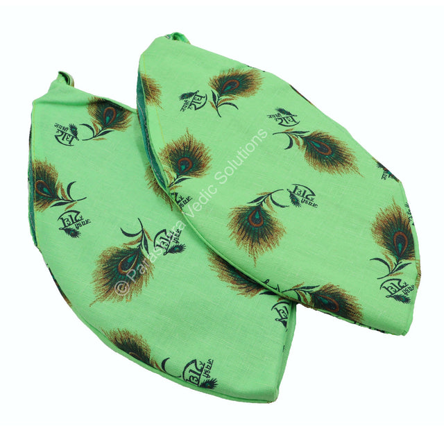 ARKAM Gaumukhi/ Gomukhi Jholi/ Peacock Print Chanting Bag/ Japa Bag/ Jaap Bag/ Mala Jap Bag with Zip lock for Mala - Set of 2 (Color: Green) - Retail Maharaj
