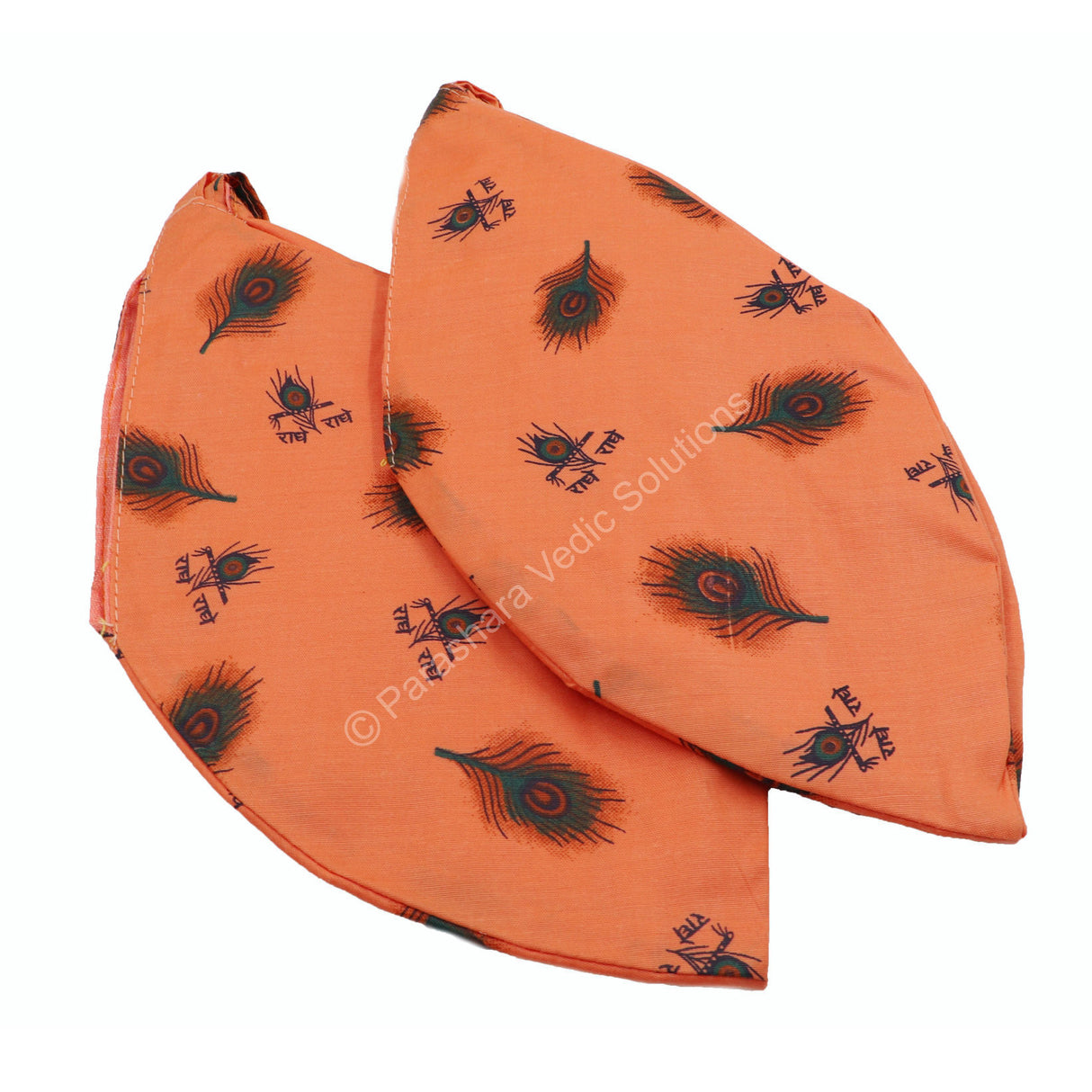 ARKAM Gaumukhi/ Gomukhi Jholi/ Peacock Print Chanting Bag/ Japa Bag/ Jaap Bag/ Mala Jap Bag with Zip lock for Mala - Set of 2 (Color: Peach) - Retail Maharaj