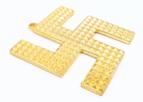 ARKAM Vaastu Pyramid Swastik Yantra/ Swastik Hanging/ Pyramid Vastu Hanging/ Swastik Metal (Size: 4 inches, Color: Golden, Material: Metal) - Retail Maharaj