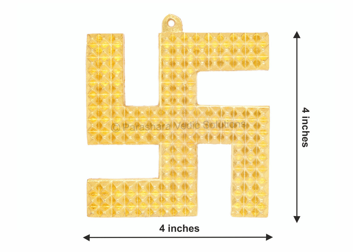 ARKAM Vaastu Pyramid Swastik Yantra/ Swastik Hanging/ Pyramid Vastu Hanging/ Swastik Metal (Size: 4 inches, Color: Golden, Material: Metal) - Retail Maharaj