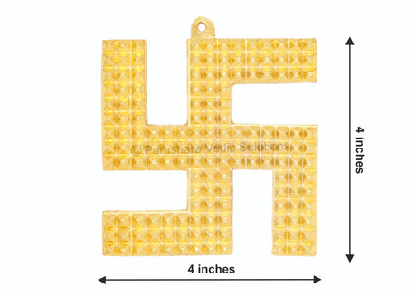 ARKAM Vaastu Pyramid Swastik Yantra/ Swastik Hanging/ Pyramid Vastu Hanging/ Swastik Metal (Size: 4 inches, Color: Golden, Material: Metal) - Retail Maharaj