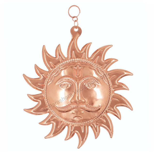 ARKAM Surya Narayan Yantra Copper/ Copper Surya Face/ Surya Bhagwan Face/ Surya Narayan Bhagwan/ Vastu Surya Face/ Vaastu Sun Face Hanging (Size: 8 inches, Color: Brown, Material: Copper) - Retail Maharaj