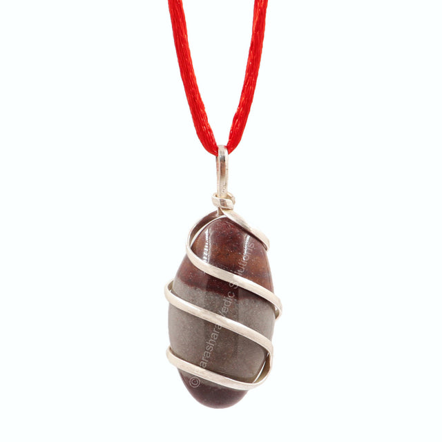 ARKAM Narmadeshwar Shivling Pendant/ Original Narmadeshwar Shivlinga Pendent/ Narmada Shivlinga/ Narmada River Shivalingam (Size: 1.5 inches, Color: Brown) - Retail Maharaj