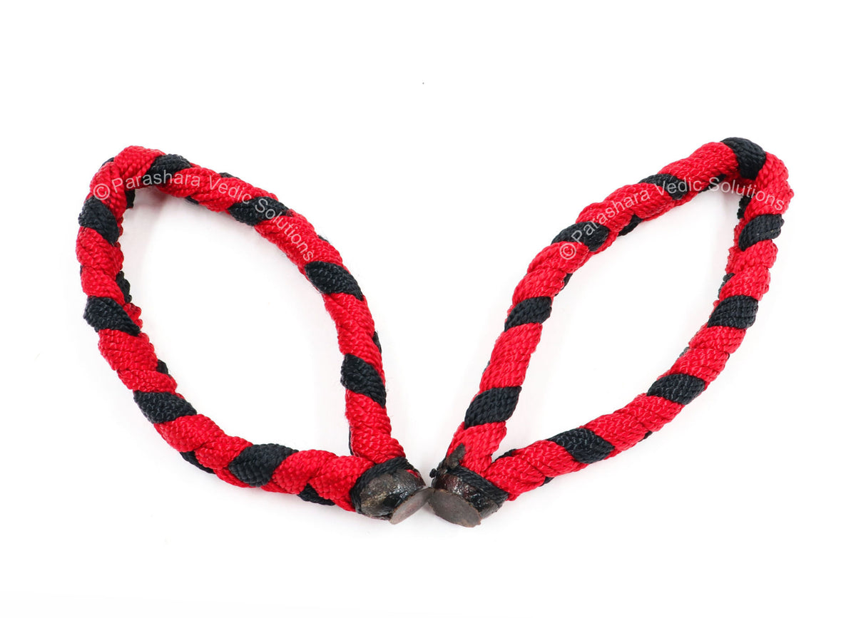 ARKAM Durga Mahakali Kavach/Mahakali Raksha Kavach/Mahakali Raksha Sutra/Black Red Thread Kavach Bracelet - Set of 2 - Retail Maharaj