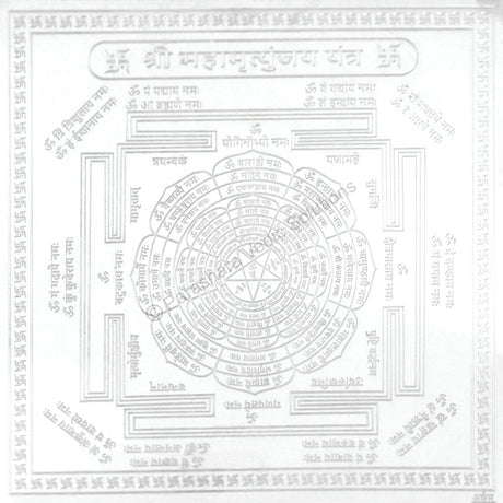 Arkam Maha Mrityunjai Yantra - Silver Plated Copper - (4 x 4 inches, Silver) - Retail Maharaj
