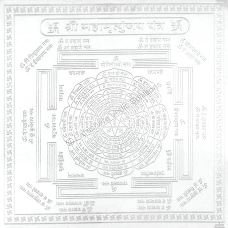 Arkam Maha Mrityunjai Yantra - Silver Plated Copper - (6 x 6 inches, Silver) - Retail Maharaj