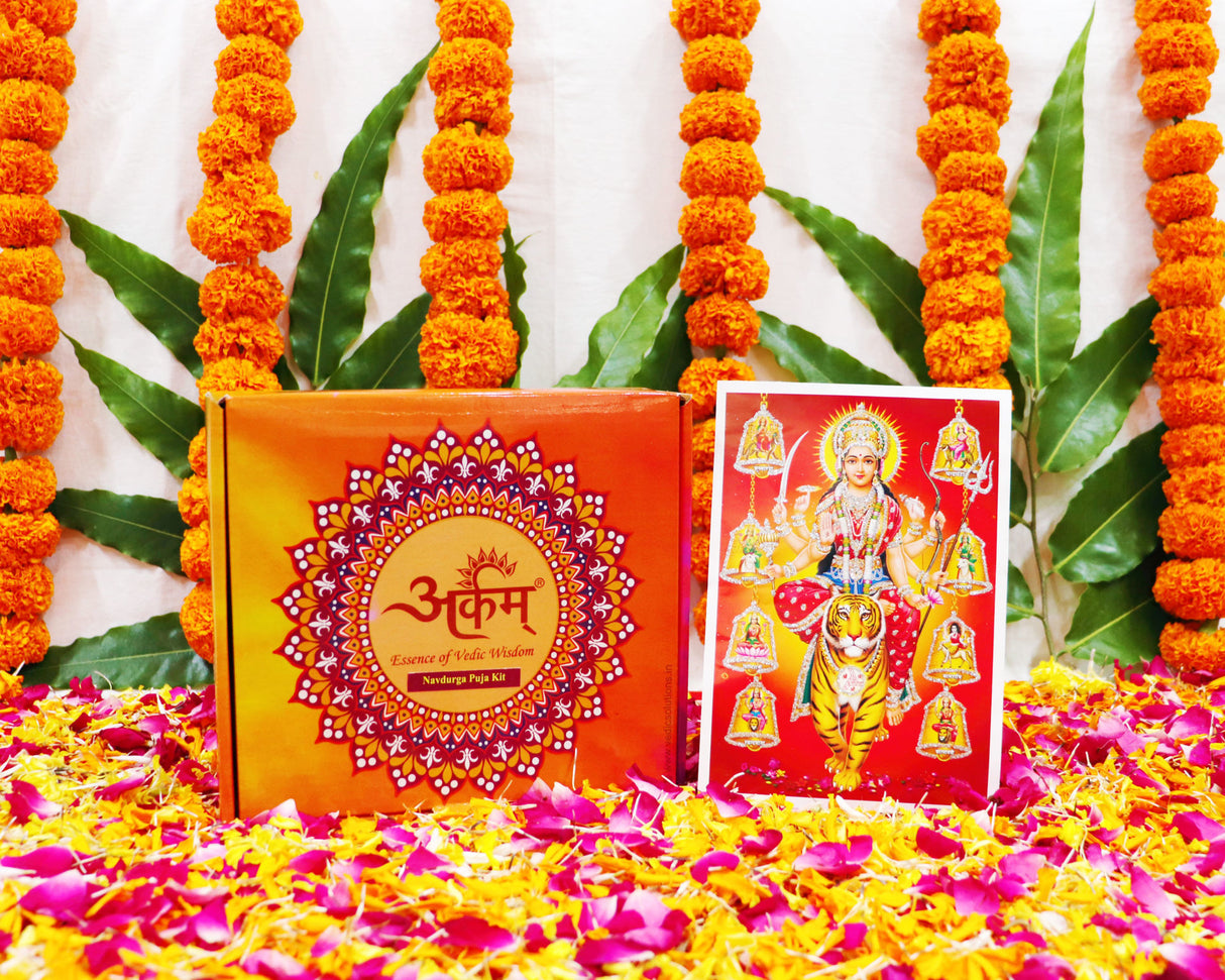 Arkam Navdurga Puja Samagri Kit for Durga Pujan/ Navratri Puja Kit/ Navratri Puja Samagri Kit (35+ Items) with Detailed Puja Vidhi in Hindi - Retail Maharaj