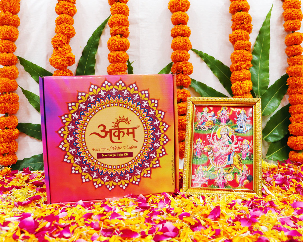 Arkam Navdurga Puja Samagri Kit for Durga Pujan/ Navratri Puja Kit/ Navratri Puja Samagri Kit (45+ Items) with Detailed Puja Vidhi in Hindi - Retail Maharaj