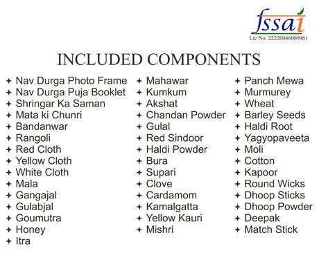 Arkam Navdurga Puja Samagri Kit for Durga Pujan/ Navratri Puja Kit/ Navratri Puja Samagri Kit (45+ Items) with Detailed Puja Vidhi in Hindi - Retail Maharaj