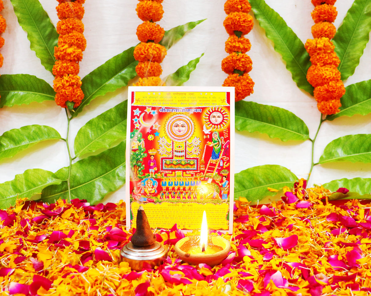 Arkam Karwa Chauth Puja Kit with Karwa Chauth Thali, Chalni and 16 Shringaar ka Samaan (40+ Items) - Retail Maharaj