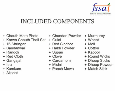 Arkam Karwa Chauth Puja Kit with Karwa Chauth Thali, Chalni and 16 Shringaar ka Samaan (40+ Items) - Retail Maharaj