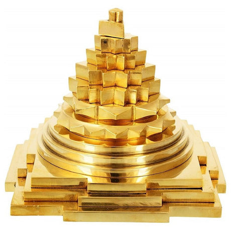 ARKAM Brass Meru Shri Yantra/Brass Meru Shree Yantra/Brass Meru Yantra - Solid/ 3D Meru Shri Yantra (4x4 inches) - Retail Maharaj