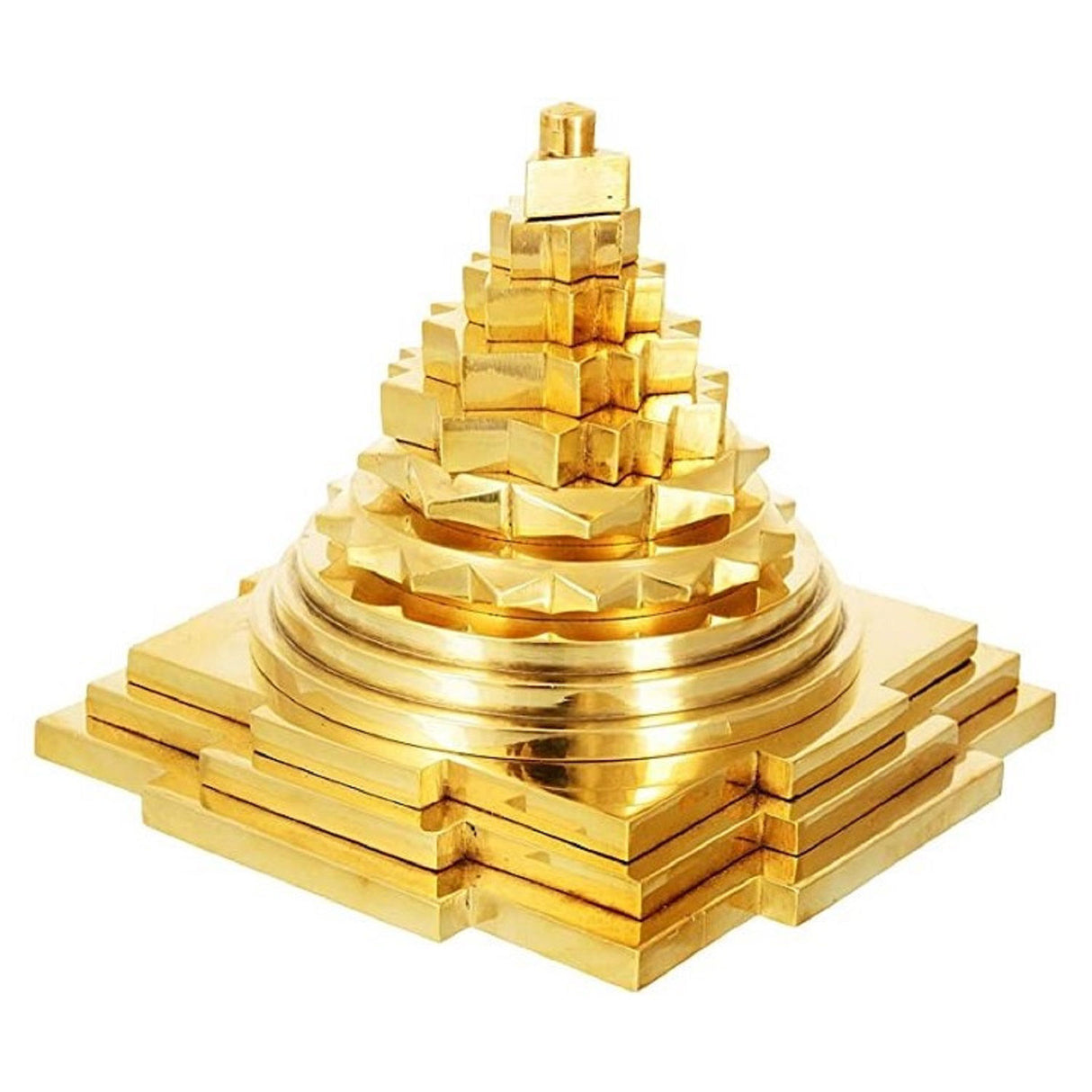 ARKAM Brass Meru Shri Yantra/Brass Meru Shree Yantra/Brass Meru Yantra - Solid/ 3D Meru Shri Yantra (4x4 inches) - Retail Maharaj