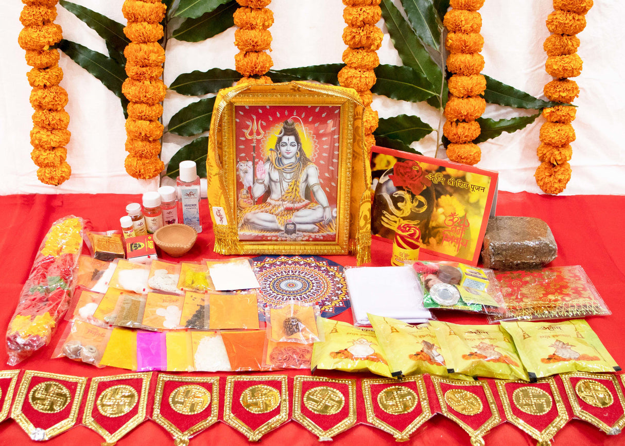 Arkam Shiv Puja Samagri Kit for Shivratri/ Shivaratri Pujan/ Shiva Pooja/ Shrawan Puja (40+ Items) with Detailed Puja Vidhi in Hindi - Retail Maharaj