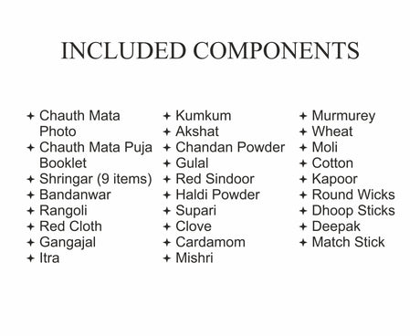 ARKAM Chauth Puja Samagri Kit/Chauth Mata Pooja Kit/Ganesh Chauth Puja Kit/Maasik Chauth Puja Kit with Nav Shringar Saman (35+ Items) and Katha and Puja Vidhi - Retail Maharaj