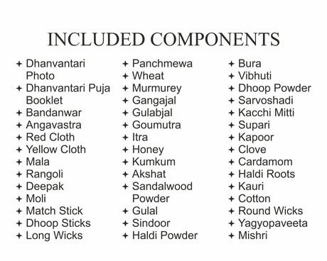 ARKAM Dhanvantari Puja Samagri Kit/Dhanteras Puja Kit/Dhanwantari Pooja Kit/Dhanwantari Pooja Samagri (40+ Items) with Detailed Puja Vidhi in Hindi - Retail Maharaj