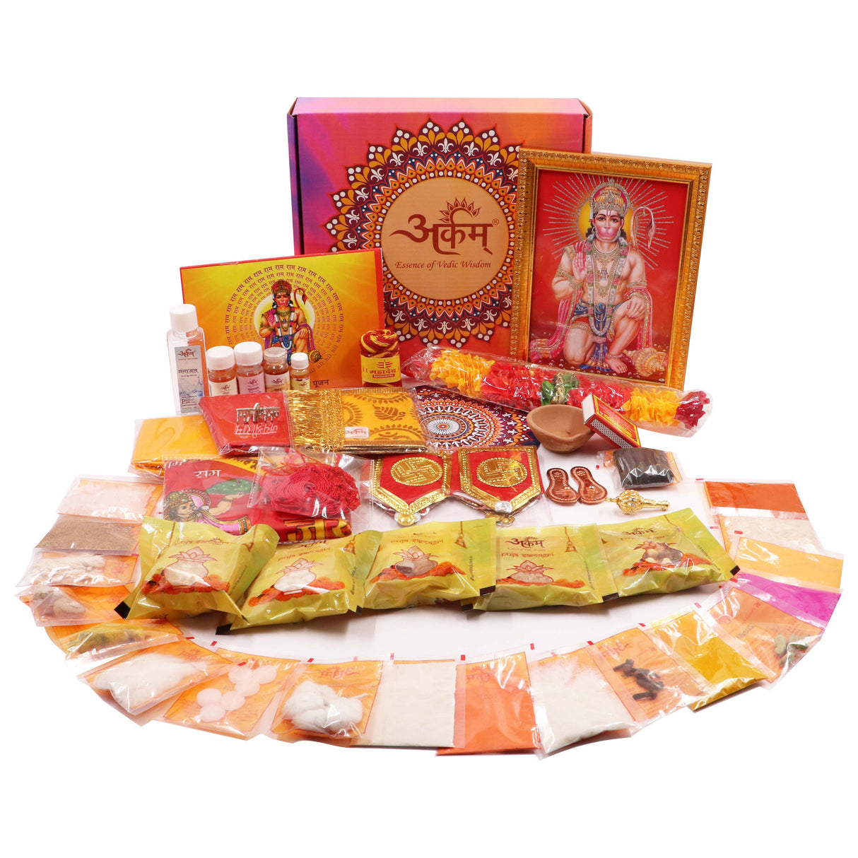 ARKAM Hanuman Puja Samagri Kit/Hanuman Janmotsav Puja Kit/Maruti Pooja Kit/Hanuman Pooja Samagri (40+ Items) with Detailed Puja Vidhi in Hindi - Retail Maharaj