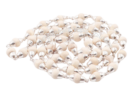 ARKAM Tulsi Mala with Silver Capping/ Silver Tulsi Mala for Men and Women/ Tulsi mala Silver Cap Original (Size: 5mm, Length: 24 inches) - Retail Maharaj
