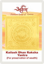 Arkam Kailash Dhan Raksha Yantra - Gold Plated Copper - (2 x 2 inches, Golden) - Retail Maharaj