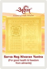Arkam Sarva Rog Nivaran Yantra / Sampoorna Rog Nivaran Yantra - Gold Plated Copper - (2 x 2 inches, Golden) - Retail Maharaj