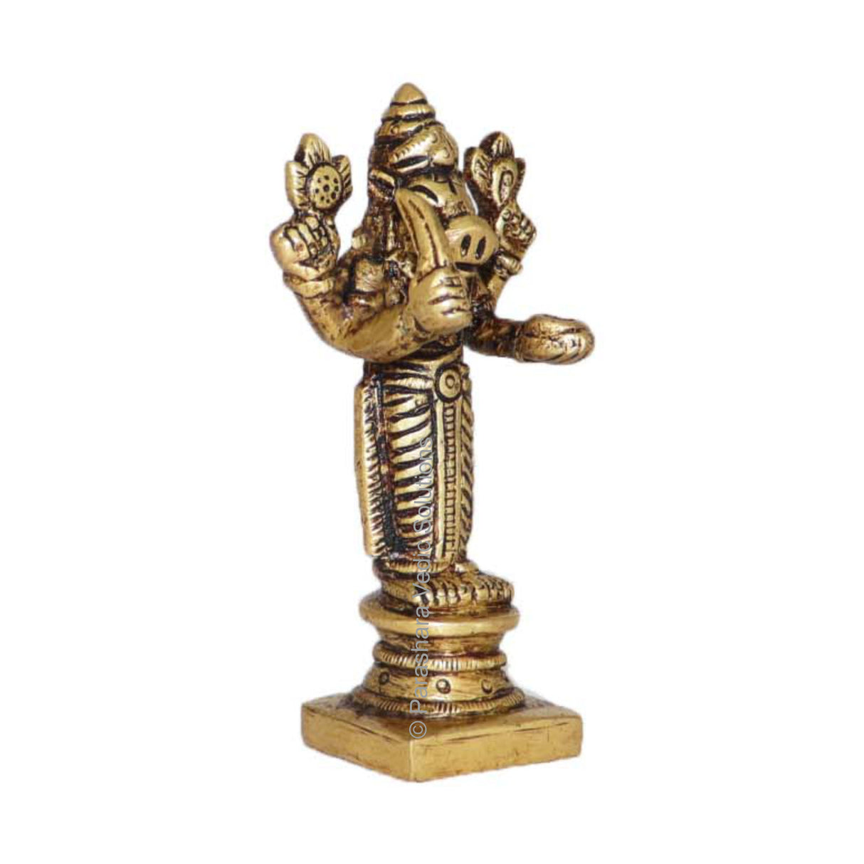 Arkam Brass Varah Murti / Varaha Idol / Pital Vishnu Varah Avatar Statue - Antique Brass For Home / Temple / Office (Height: 8 cm, Weight: 130 gms) - Retail Maharaj