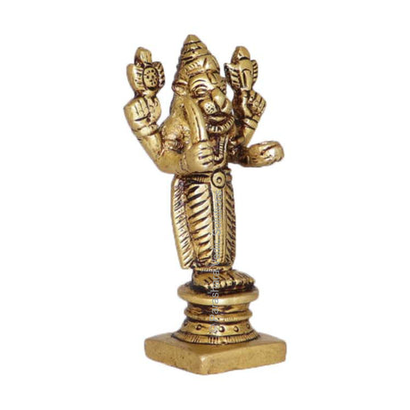 Arkam Brass Narsimha Murti / Narsingh Idol / Pital Vishnu Narsimha Avatar Statue - Antique Brass For Home / Temple / Office (Height: 7.7 cm, Weight: 130 gms) - Retail Maharaj