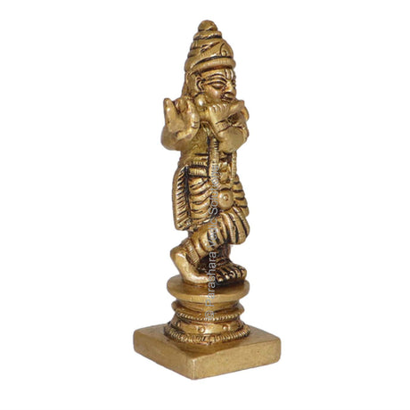 Arkam Brass Krishna Murti / Krishn Idol / Pital Vishnu Krishna Avatar Statue - Antique Brass For Home / Temple / Office (Height: 7.8 cm, Weight: 110 gms) - Retail Maharaj