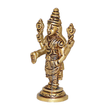 Arkam Brass Balaji Murti / Venkateshwara Idol / Pital Tirupati Balaji Statue - Antique Brass For Home / Temple / Office (Height: 8 cm, Weight: 120 gms) - Retail Maharaj