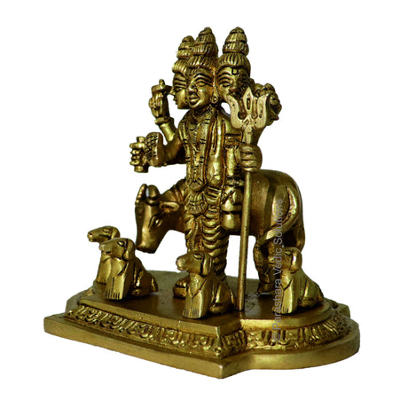 Arkam Brass Dattatreya Murti / Duttatreya Idol / Pital Lord Datta Statue - Antique Brass For Home / Temple / Office (Height: 9.8 cm, Weight: 700 gms) - Retail Maharaj