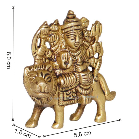 Arkam Brass Durga Murti / Durga Maa Idol / Pital Durga Mata Statue - Antique Brass For Home / Temple / Office (Height: 6 cm, Weight: 130 gms) - Retail Maharaj