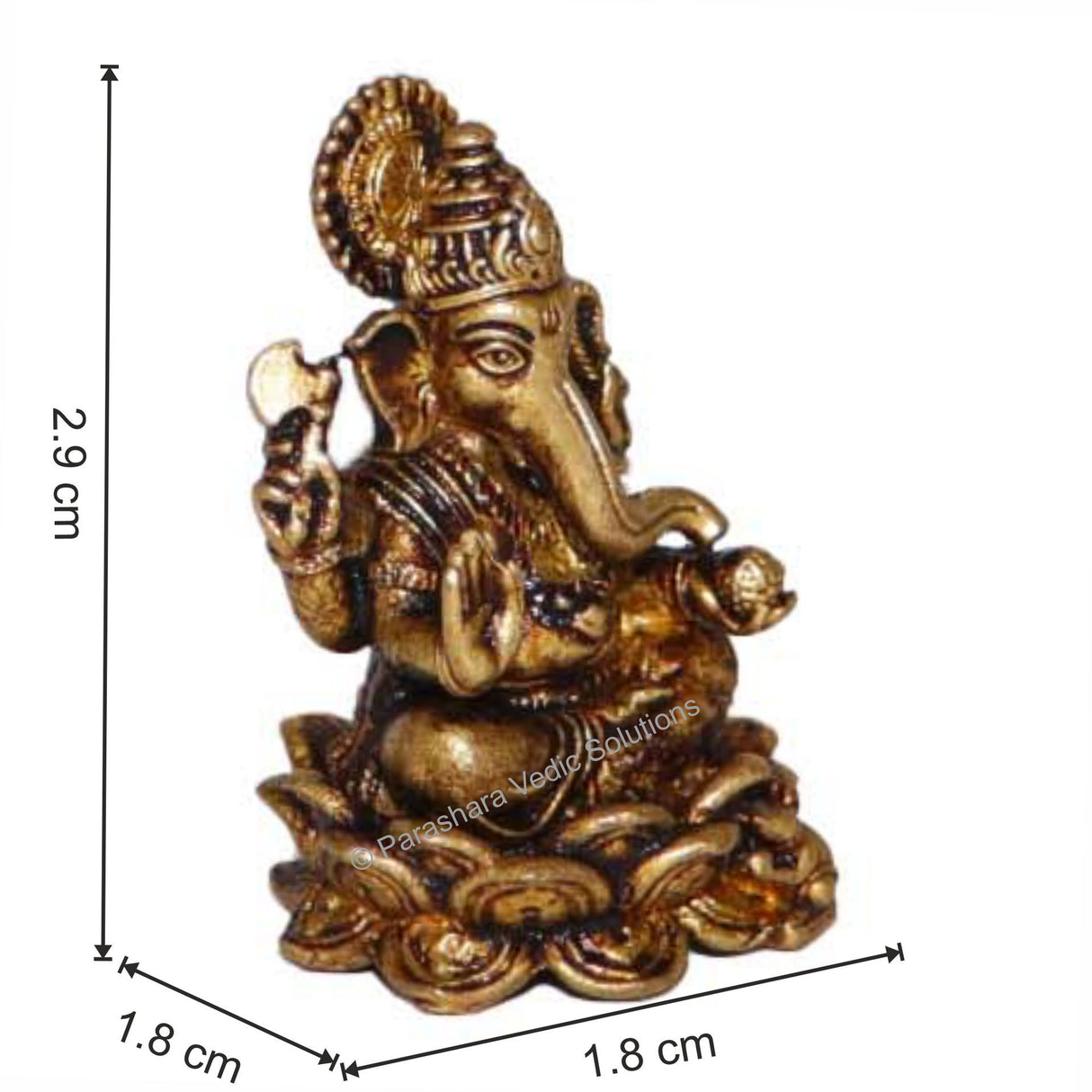Arkam Brass Ganesh Murti / Ganesha Idol / Pital Ganpati Statue - Antique Brass For Home / Temple / Office (Height: 2.9 cm, Weight: 14 gms) - Retail Maharaj